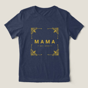 Zachte Navy Tri-Blend Mama T-Shirt met Slanke Stij
