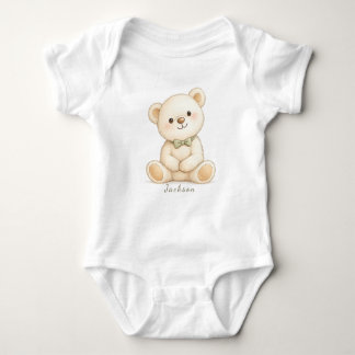 Zachte neutrale beer babysouvenir romper