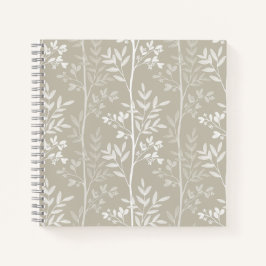 Zachte neutrale beige botanische bloemensilhouet notitieboek