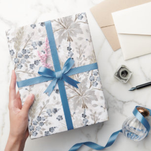 Zachte Neutrale Boho Bloemige Botanische Patroon Cadeaupapier