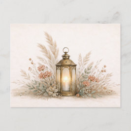 Zachte Neutrale Boho Lantaarn Bloemstuk Briefkaart
