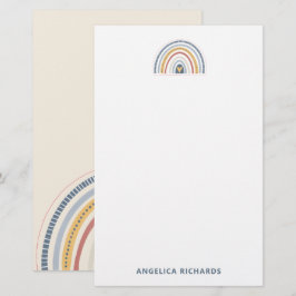 Zachte Neutrale Boho Regenboog Hart Briefpapier