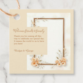 Zachte neutrale botanische bruiloft bedankjes labels