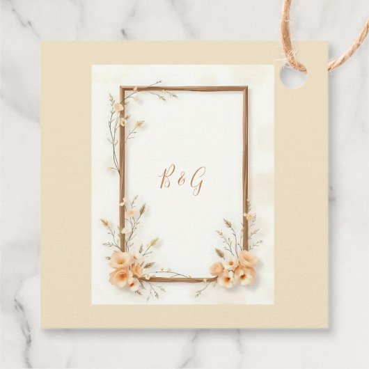 Zachte neutrale botanische bruiloft bedankjes labels (Achterkant)