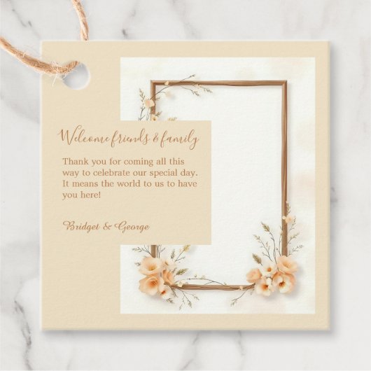 Zachte neutrale botanische bruiloft bedankjes labels (Voorkant)