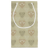 Zachte neutrale Floral Hearts Patterned Gift Bag Klein Cadeauzakje (Achterkant)