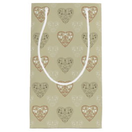 Zachte neutrale Floral Hearts Patterned Gift Bag Klein Cadeauzakje