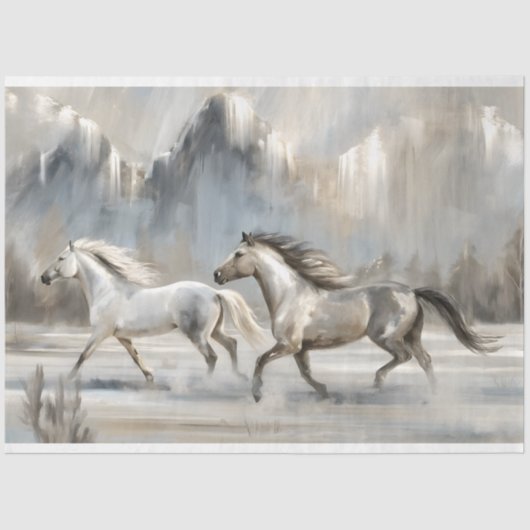 Zachte neutrale hengsten met bergen decoupage tissuepapier (Voorkant)