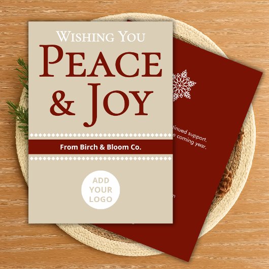 Zachte neutrale kerstkaart | Voeg bedrijfslogo toe
