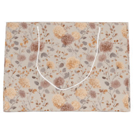 Zachte Neutrale Roze Beige Bloemmotief Groot Cadeauzakje