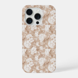 Zachte Neutrale Roze Beige Bloemmotief iPhone 15 Pro Case