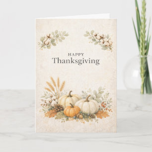 Zachte Neutrale Rustieke Prettig Thanksgiving Pomp Kaart