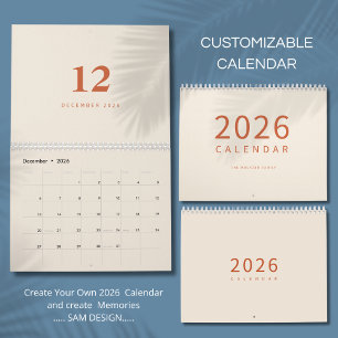 Zachte Neutrale Tinten Minimalistisch Ontwerp Kale Kalender