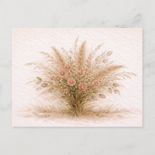 Zachte Neutrale Wilde Bloem Pampas Gras Botanisch Briefkaart