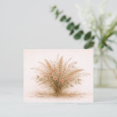 Zachte Neutrale Wilde Bloem Pampas Gras Botanisch Briefkaart (Staand voorkant)