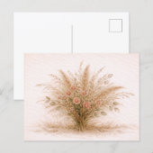 Zachte Neutrale Wilde Bloem Pampas Gras Botanisch Briefkaart (Voorkant / Achterkant)