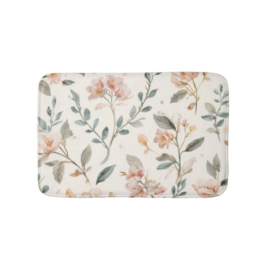 Zachte Neutrale Wilde Bloem Salie Waterverf Botani Badmat (Voorkant)