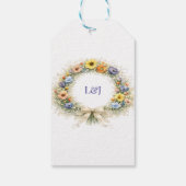 Zachte Neutrale Wilde Bloemen Bruiloft Ivoor Stofb Cadeaulabel (Achterkant)