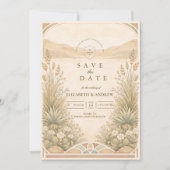 Zachte Neutrale Woestijn Bloemige Bruiloft Save The Date (Voorkant)