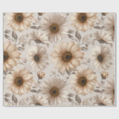 Zachte Neutrale Zonnebloem Crème Bloemmotief Cadeaupapier (Vlak)