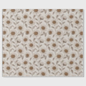 Zachte Neutrale Zonnebloem Crème Bloemmotief Cadeaupapier (Vlak)