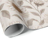 Zachte Neutrale Zonnebloem Crème Bloemmotief Cadeaupapier (Rol Hoek)