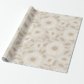 Zachte Neutrale Zonnebloem Crème Bloemmotief Cadeaupapier (Uitgerold)