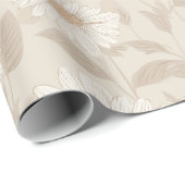 Zachte Neutrale Zonnebloem Crème Bloemmotief Cadeaupapier (Rol Hoek)