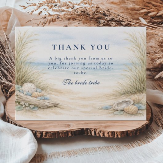 Zachte Oceaanblauwe Bruiloftsdouche Bedankkaart