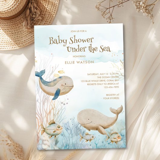 Zachte oceaanneutraal onder het Zeeen Baby shower Kaart