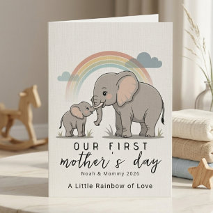 Zachte Olifant Moeder Baby Eerste Moederdag Liefde Kaart