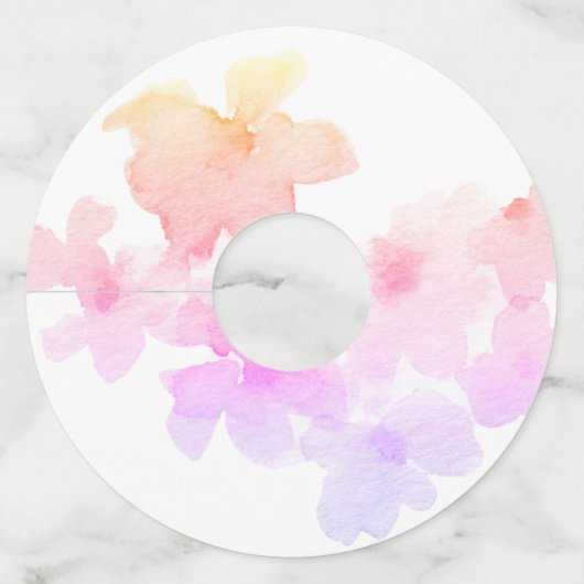 *~* Zachte Ombre Perzik Roze Bloem Waterverf Wijnglaslabel (Achterkant)