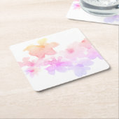 *~* Zachte Ombre Perzik Roze Bloemen Waterverf Kartonnen Onderzetters (Schuin)