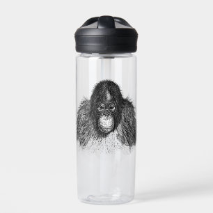Zachte orang-oetan zwart-witte aap tekening waterfles
