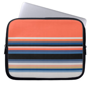 Zachte oranje blauwe strepen laptop sleeve