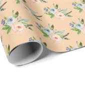 Zachte oranje bloemen cadeaupapier (Rol Hoek)