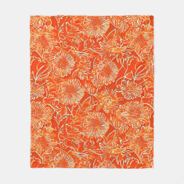Zachte oranje bloemen fleece deken