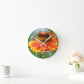 Zachte Oranje en Gele Zinnia Flower Nature Ronde Klok (Huis)