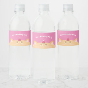 Zachte Oranje Kat Verjaardag Waterfles Label Etiket