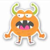 Zachte Oranje Kleine Monster Halloween Sticker (Voorkant)