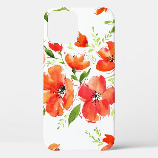 Zachte Oranje Poppies Waterverf Patroon Case-Mate iPhone Case (Achterkant)