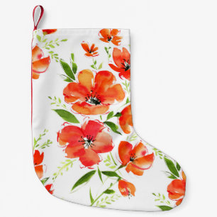 Zachte Oranje Poppies Waterverf Patroon Kleine Kerstsok