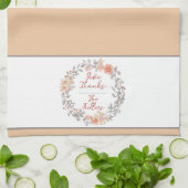 Zachte oranje waterverf bloemenkrans gepersonalise theedoek (Gevouwen)