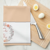 Zachte oranje waterverf bloemenkrans gepersonalise theedoek (Quarter Fold)