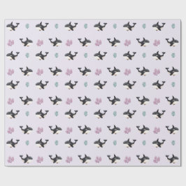 Zachte Orka Walvis Patroon Oceaan Zeeleven Kinderk Cadeaupapier