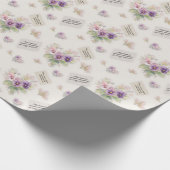 Zachte Paarse Aquarel Bloemige Cadeaupapier (Hoek)