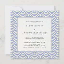 Zachte Paarse blauwe golven Elegant Beach Weddensc Kaart