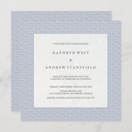 Zachte Paarse blauwe golven, legant strand bruilof Kaart