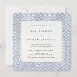 Zachte Paarse blauwe golven, legant strand bruilof Kaart