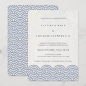 Zachte Paarse blauwe Seigaiha Waves Elegant Weddin Kaart (Voorkant / Achterkant)